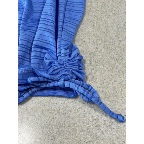 NWT-ZeroXposure 2 in 1 ruched Athletic Blue Floral Built In Bra Tank Top Size M - Picture 3 of 6